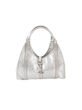 Gucci GG Supreme Jackie Leather Tote Shoulder Hand Silver